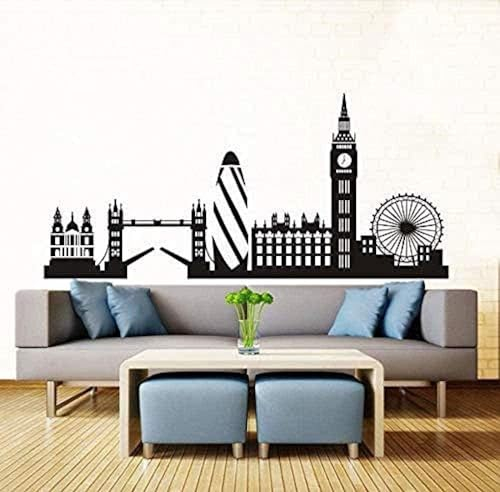MaiyO Big Ben Skyline Wandaufkleber aus Vinyl, ikonische Architektur von London, Wanddekoration für Wohnzimmer oder Schlafzimmer, 127 x 58 cm, schafft eine urbane Atmosphäre in Ihrem Zuhause.