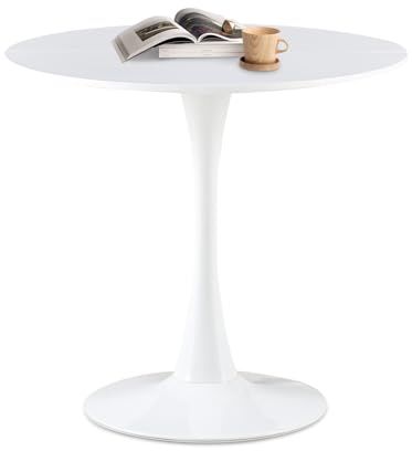 anrekl Mesa de Cocina pequeña Mesa de Comedor Redonda Mesa de Centro para Cocina Comedor Sala de Estar Oficina Simple Mesa pequeña para 2-4 Personas Blanco