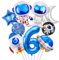 Weltraum Geburtstag Deko 6 Jahre, Rakete Astronauten Folienballon, Geburtstagsdeko 6. Junge, Runde Astronaut Helium Ballon, Raumschiff Luftballons für Jungen Kinder Geburtstag Universum Motto Party