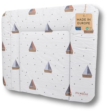 pic Bear Wickelauflage - hochwertige OEKO-TEX Wickeltischauflage - pflegeleichte Wickelunterlage - Auflage Wickelkommode - 85 x 72 cm - Segelboot