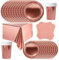 POPOYU Vajilla de fiesta de cumpleaños infantil, color oro rosa, 69 unidades, vajilla de papel para fiesta de cumpleaños, juego de platos de papel, servilletas para Navidad, cumpleaños, bodas,