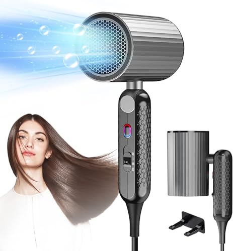 BelonLink Secador de Pelo Profesional, 1800W Secadores de pelo Plegable, Secador de Viaje Iónico, Secador de Viaje, 1 Concentradores, 3 Temperaturas 2 Velocidades, para Doméstico y de Salón