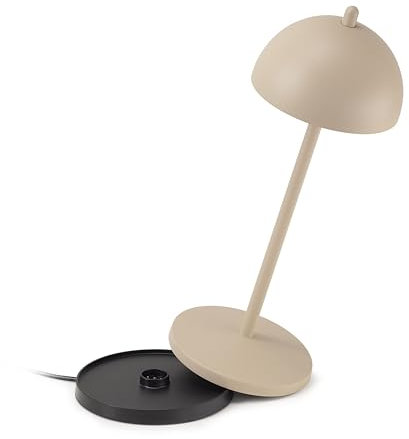 LA VILLE LUMIÈRE EvaG Tischleuchte, wiederaufladbar, kabellos, dimmbar, Touchscreen, für Innen/Außenbereich, IP65, Temperatur von 2200 bis 3000 K, langlebig, Aluminium, Sand