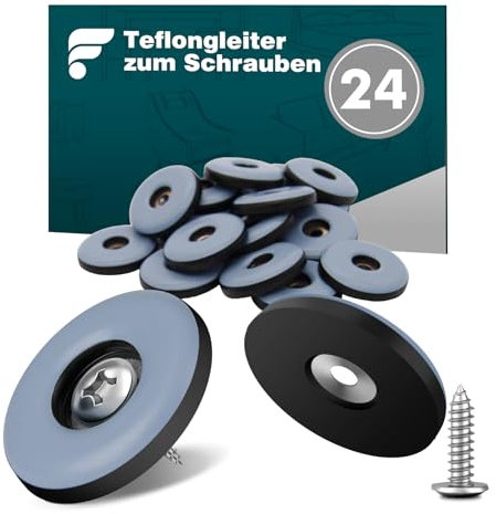 shinfly Möbelgleiter Teflon Set mit Schrauben - 24 Stück Ø 19 mm Blau Runde Teflongleiter inkl. Edelstahlschrauben, Optimaler Schutz für Ihre Möbel und Böden