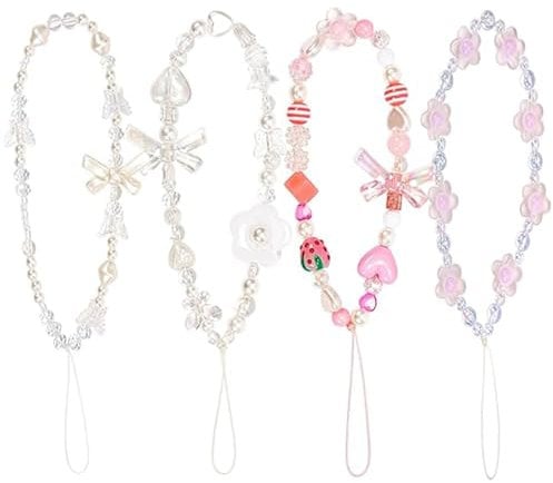 JYTDBCS 4Pack Phone Charms, phone charms beaded, phone wrist lanyard beaded,mobile phone wrist strap,mobile phone charms,wrist lanyard for phones