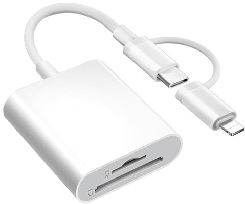 Conector dual MicroSD/SD lector de tarjetas para iPhone iPad, Lightning y USB C SD Lector de tarjetas de memoria, adaptador USB-C OTG para dispositivos con iOS/Android/otros sistemas