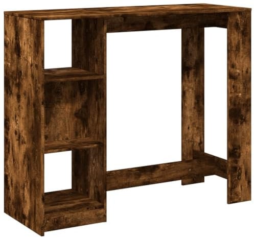 vidaXL Bartisch, Stehtisch mit Regal, Tresentisch für Küche Wohnzimmer Esszimmer, Küchentisch Loungetisch Bistrotisch, Räuchereiche Holzwerkstoff