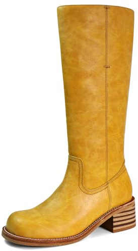 VBDB Banana Knee High Boots for Women Square Toe Chunky Block Heel Long Boots Women’s Comfortable Low Heel Womens Shoes Size 7.5