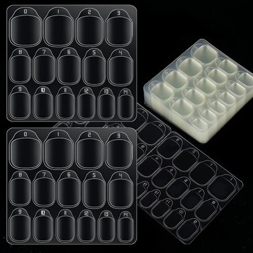 Yuanchu Doppelseitiger Nagelkleber Aufkleber Transparent, 40 Blatt 600 Pcs 15 Größen Nagelkleber Selbstklebende Tabs DIY Manicure Dekoration Jelly Gel Sticker Nails