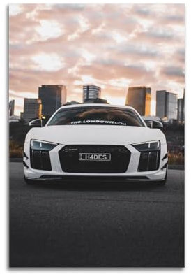 LKUHG Supercar-Poster, Audi R8 V10, Sportwagen-Rennwagen-Poster, dekorative Malerei, Leinwand, Wandposter und Kunstdruck, moderne Familienschlafzimmer-Dekoration, Poster, 30 x 45 cm