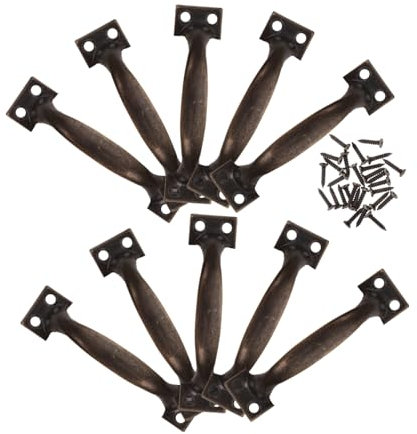 Housoutil 10pcs Vintage Door Handles Metal Bow Pull Handles for Cabinets Garage Doors