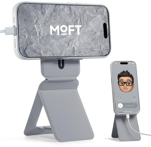 MOFT Handy Stativ Ständer, Magnetische Handy Ständer Stativ für Smartphone, MOVAS Veganes Leder Mini Stativ für iPhone 17/16/15/14/13/12 Serie mit Winkeleinstellung & Starken Magneten (Zement)