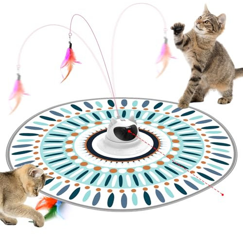 Comius Sharp Jouet Interactif pour Chat, 3 en 1 avec Plumes Cache-Cache Jouet Automatique pour Chat, Jouet Électrique pour Chats, Rechargeable par USB, avec Plumes Amovibles, Convient aux Chats