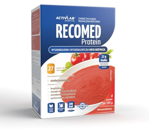 Activlab Pharma RecoMed Protein – Hochprotein- und Hochkalorien-Diätmahlzeit – Tomatencreme – 4×100 g – Medizinische Spezialnahrung