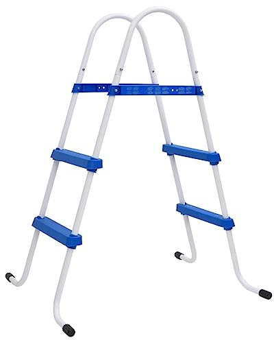 Snsowed Scaletta per Piscina Blu e Bianca 84 cm Acciaio,Piscine e spa,Accessori per piscina e spa,Scalette e scivoli per piscine-93805