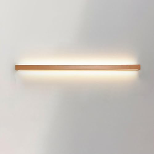 Jadssox Lineare Wandleuchte aus Holz, LED-Wandleuchte, lange Streifen-Wandlampe, Bild-Wandleuchten, moderne Wandleuchten für Wohnzimmer, Schlafzimmer, Flur, 3-farbige 3000K/4500K/6000K Wandfluter