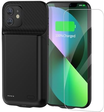 FLSTOR 13800mAh Battery Charging Case for iPhone 13/14/13 Pro (6.7-inch) with Screen Protector, Black