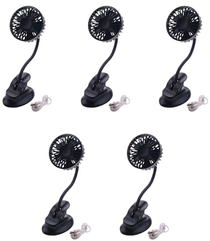 Onchdbfhuu 5X Portable Mini Clip Stroller Fan,3 Speeds Settings,Flexible Bendable Usb Rechargeable Battery Operated