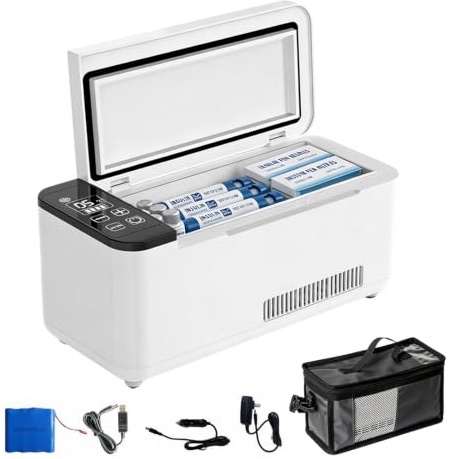 Nevera Portátil para Insulina 0,6 L, Bolsa Médica con Enfriamiento Activo 2–8 °C y Batería (Hasta 8 Horas), Mini Nevera de Viaje para 20 Frascos o 18 Plumas, para Exterior, Viajes y Hogar