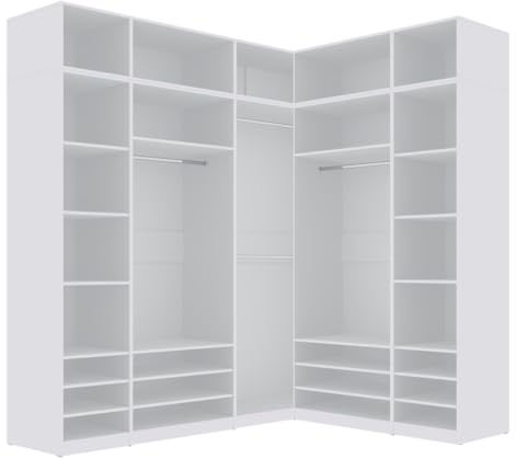 Marmex Garderobenschrank-Set TRES X/NB, begehbarer, offener Kleiderschrank mit Kleiderstangen, Einlegeböden für Kleidung, Schuhe, ohne Türen für Schlafzimmer, Ankleidezimmer 360x246x51 (weiß)