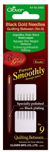 Clover 4960 schwarzgoldnadeln halblang Nummer 9, 6 Stück, Durchmesser von 0,53 mm, 27,0 mm lang, Schwarz / Gold