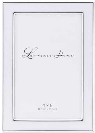 Lawrence Frames Marco de Fotos de Metal Chapado en Plata con Esmalte Blanco, 10 x 15 cm