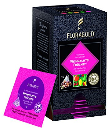 FLORAGOLD Pyramidenbeutel Früchtetee Weihnachtsfrüchte, 1er Pack (1 x 75 g)