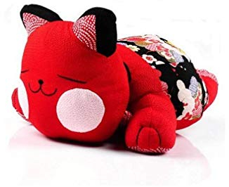 lachineuse – Kopfkissen – Japanische Kawaii-Katze – Farbe Rot – Japanisches Deko-Objekt aus Stoff – Original-Stil – 30 x 18 x 14 cm – Geschenkidee zum Geburtstag, zu Weihnachten