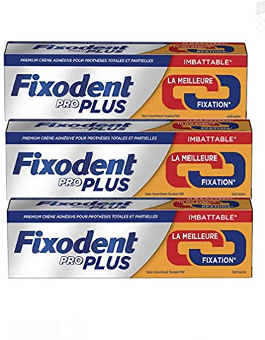 Fixodent - Fixodent Pro - Duo Action - Longue Durée - Plus Fort - Lot de 3 tubes