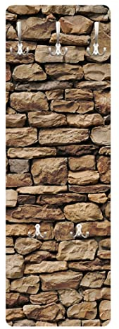 Bilderwelten Garderobe Braun - Steinoptik Amerikanische Steinwand - Landhaus, Größe HxB:105cm x 34cm