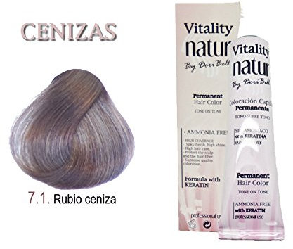 Tinte Vitality Natur Sin Amoniaco + Keratina 60ml. Tono Rubio Ceniza
