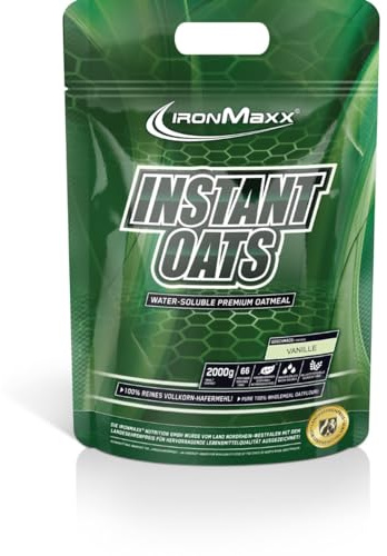 IronMaxx Instant Oats Haferflocken - Vanille 2000g Beutel | Natürlicher veganer Weightgainer | Low Sugar & frei von Konservierungsstoffen