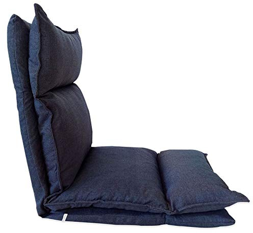 Rebecca Mobili Bodenstuhl Meditationsstuhl Blau Denim, Metall Polyesther, Wohnzimmer Terrasse Entspannung – Maße: 70 x 56 x 70 cm (HxLxB) - Art. RE6195