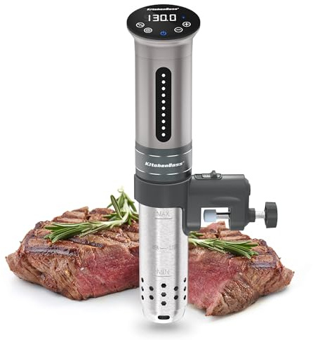 KitchenBoss Cuisinière sous vide | Sous-vide étanche IPX7 1100 W G310/Argent | Cuisinière à eau, machine à vide Suvee | Affichage numérique précis de la température | Circulateur à immersion thermique