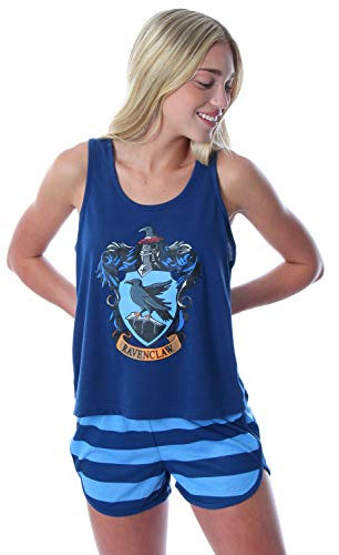 INTIMO Harry Potter Women's Hogwarts House Racerback Tank Shorts Pajama (Ravenclaw, S)