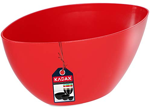 KADAX Blumentopf, ovaler Übertopf, Pflanztopf aus Kunststoff, Blumenübertopf, Deko, Pflanzkübel für Innen, Blumen, Pflanzen, Balkon, Blumenkübel, Pflanzgefäß, Moderne Form (21 x 12 cm, Rot)