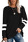 Famulily Plus Size Black and White Striped Top Long Sleeve Womens Clothes Clearance UK Black 2XL