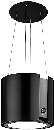 Klarstein Skyfall Smart – Extractor de humo tipo isla, campana aislada, control por aplicación móvil, 45 x 42 cm (ØxB), ventilación y extracción, 3 niveles, 402 m³/h iluminación LED, clase C, negro