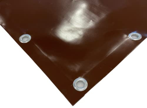 TENDAGGIMANIA Telone Occhiellato impermeabile per esterno - Telo pvc 650 gr per coperture barca camion pergolato copri camper copri legna - Telo impermeabile esterno Misure 3X7 -MARRONE