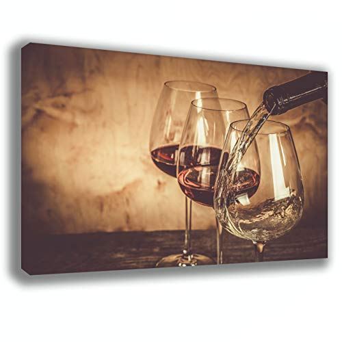 printerland.it Quadri Moderni Calici VINO Stampa Tela CANVAS Arredamento XXL Arredo cucina soggiorno salotto camera da letto ufficio bar ristorante pub (50x70)