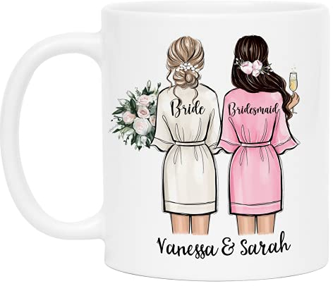 Kiddle-Design Brautjungfer Tasse Personalisiert mit Name Trauzeugin & Braut | Frage & Danke-Geschenk für Freundinnen Brautjungfern & Brautparty
