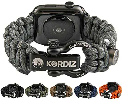 KORDIZ Survivor – Nylon-Paracord-Armband für Apple Watch, kompatibel mit Apple Watch Ultra 3, Ultra 2/1 [49 mm] & Serie 11, 10, 9, 8, 7-1, SE3, SE2, SE [46 mm, 45 mm, 44 mm, 42 mm] – mit verstellbarem