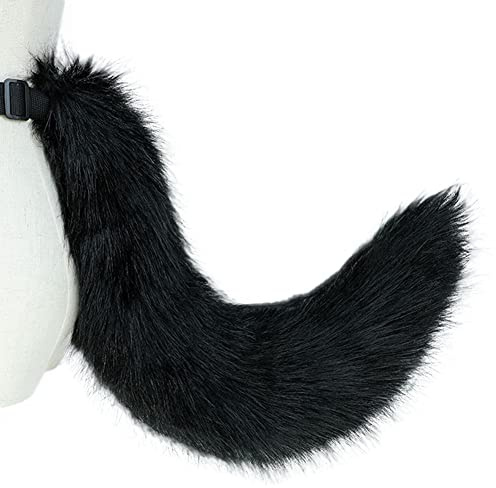 Camelliass Flauschiger Kunstpelz Fuchsschwanz Verkleidung Tierschwanz Cosplay Anime Dress Up Party Kostüm Zubehör (schwarz)