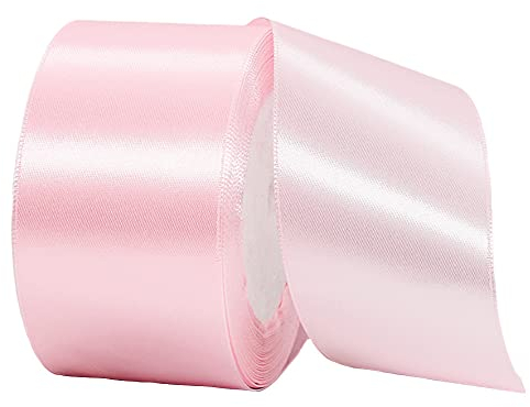 22m Satinband Geschenkband Rosa 50mm Breit,Auto Seidenband Rosa Dick Schleifenband Satin Dekoband Geschenkverpackung Deko Band Stoffband für Halloween Weihnachten Hochzeit Taufe Geburtstag DIY
