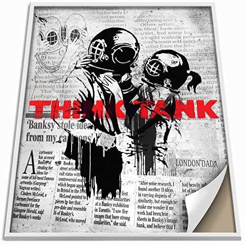 Boikal Collection Banksy Wandbild ohne Rahmen Bild Vintage Zeitung Stil Poster - Think Tank - 1-teilig, 50 x 70 cm B2