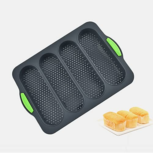 W WBLD Silicone Loaf Pan,Non-Stick Bread Pan for Baking, French Hotdog DIY Cooking Bread Buns Baguette Tray Cake Mold for Homemade,4 Cavity …