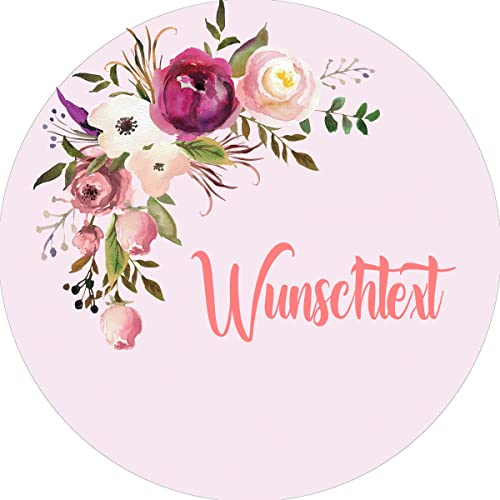 Fondant Tortenaufleger Tortenbild Geburtstag BLUMEN WUNSCHTEXT/DANKE SAGEN