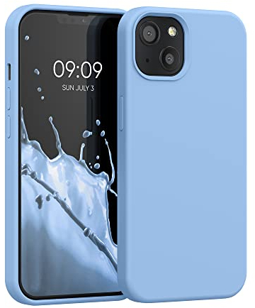kwmobile Carcasa Compatible con Apple iPhone 13 Funda - Case TPU y Silicona antigolpes - Apto Carga inalámbrica - Azul grisáceo