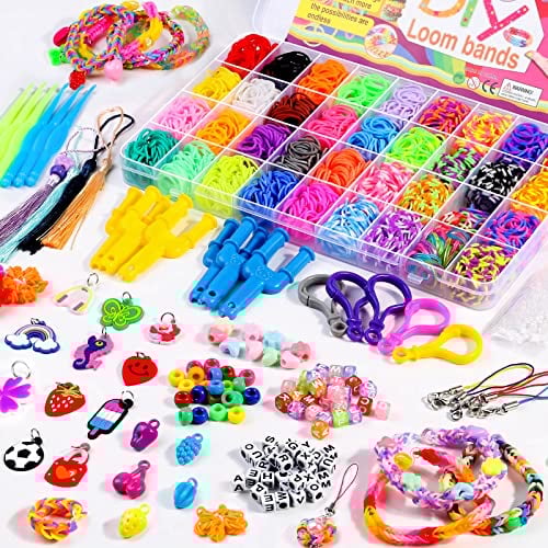 Loom Bänder Set für Armbänder 2800+ 36 Farben Loom Rubber Bands Kit Mit Accessoires DIY Bunt Gummibänder Starterset Geburtstag Weihnachten Spielzeug Basteln Geschenk für Kinder Mädchen Jungs