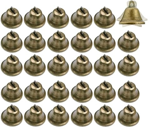 WANGCL 30 st, 38 mm/1,5 tum vintage brons jingle klockor för tillverkning av vindklockor och julklockor ECC